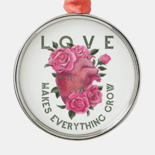 Love Makes Everything Grow – Romantic Floral Art Metal Tree Decoration