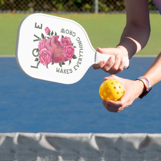 Love Makes Everything Grow – Romantic Floral Art  Pickleball Paddle (Insitu)