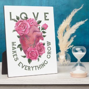 Love Makes Everything Grow – Romantic Floral Art  Plaque