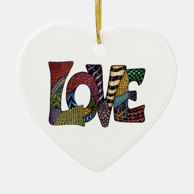 LOVE makes the world go 'round Ceramic Tree Decoration (Front)