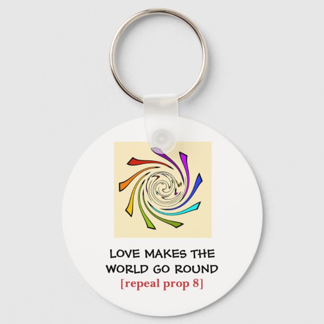 love makes the world go round/repeal prop 8 key ring (Front)