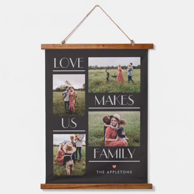 Love Makes Us Family Editable Colour Wall Tapestry (Front)