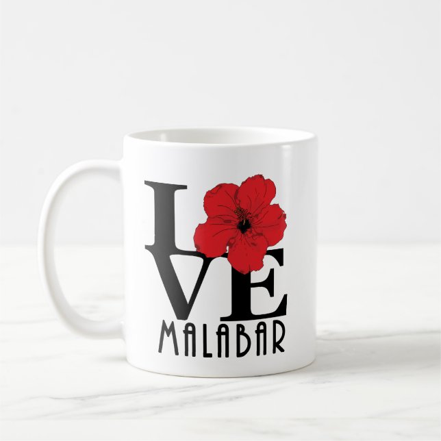 LOVE Malabar 11oz Red Hibiscus Coffee Mug (Left)