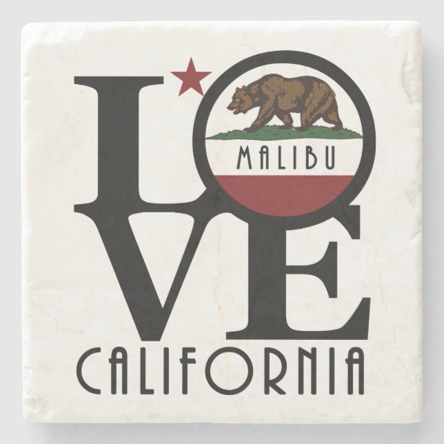 LOVE Malibu California Stone Coaster (Front)
