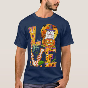 Love Maltese Witch Pumpkin Scary Halloween Dog Lov T-Shirt