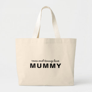 Love Mama Modern Bold Kids Names Design Large Tote Bag