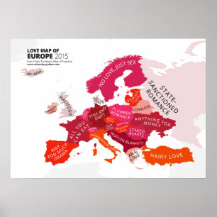Love Map of Europe Poster
