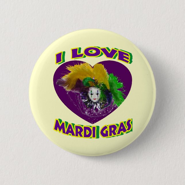 Love Mardi Gras 6 Cm Round Badge (Front)