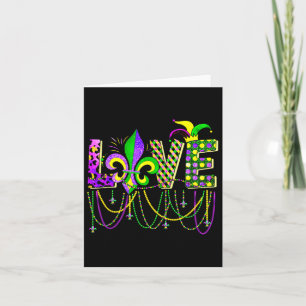 Love Mardi Gras Beads For Women Funny Carnival Par Card
