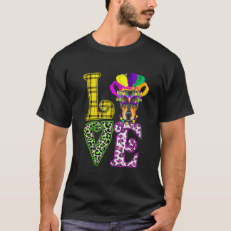 Love Mardi Gras Doberman Dog Dad Dog Mum T-Shirt