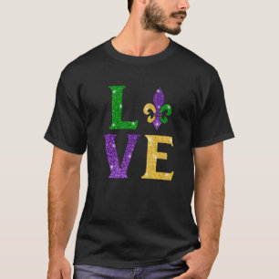 LOVE Mardi Gras Fleur De Lys Funny Men Women Carni T-Shirt