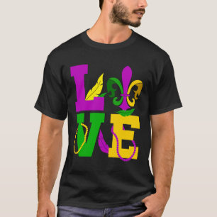 LOVE Mardi Gras Mardi Gras Beads Fleur De Lys T-Shirt