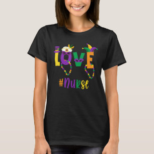 Love Mardi Gras Nurse Costume Jester Hat T-Shirt