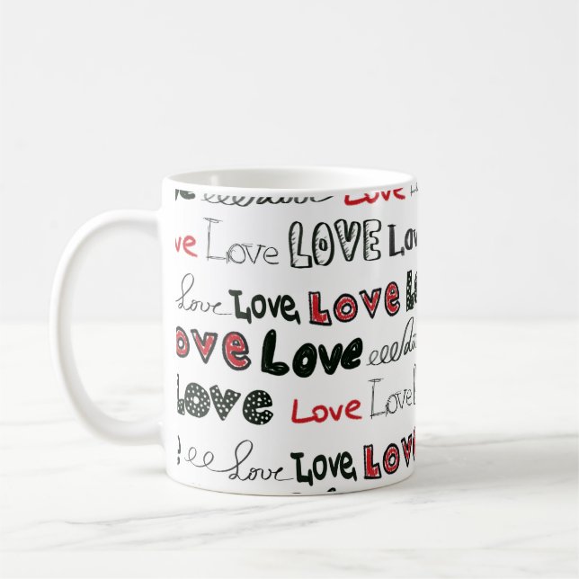 Love Marker Texture Seamless Background Coffee Mug (Left)