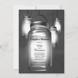 Love Mason Jars on Chalkboard Couple's Shower Invitation