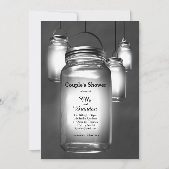 Love Mason Jars on Chalkboard Couple's Shower Invitation (Front)