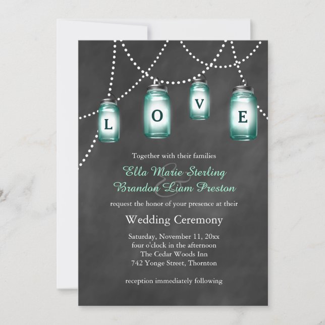 Love Mason Jars Wedding Invitation (Front)