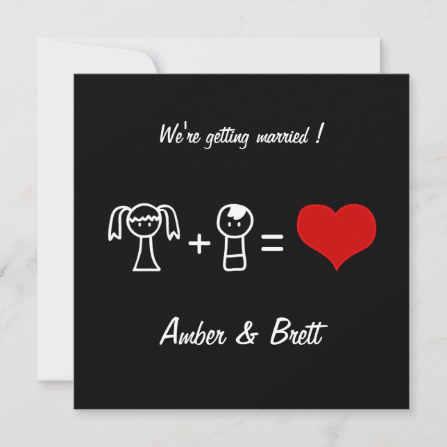 'Love mathematics' wedding invitation card (Front)