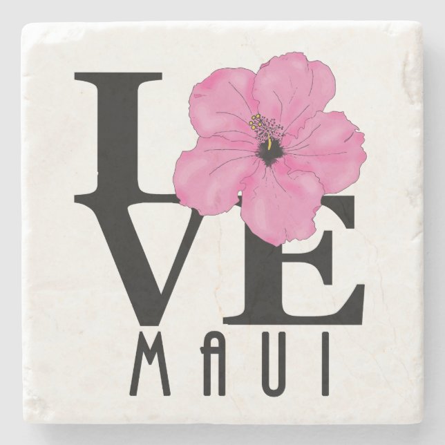 LOVE Maui Pink Stone Coaster (Front)