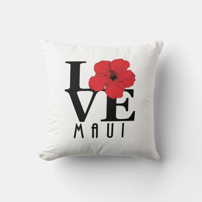 LOVE Maui Red Hibiscus Cushion (Front)
