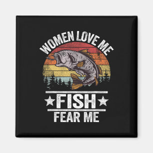 Love Me Fish Fear Me Men Fisher Vintage Funny Fish Magnet