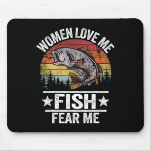 Love Me Fish Fear Me Men Fisher Vintage Funny Fish Mouse Pad
