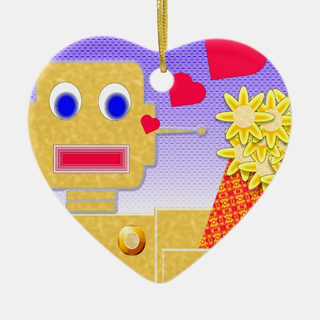 Love Me, I'm a Bot Ceramic Tree Decoration (Front)