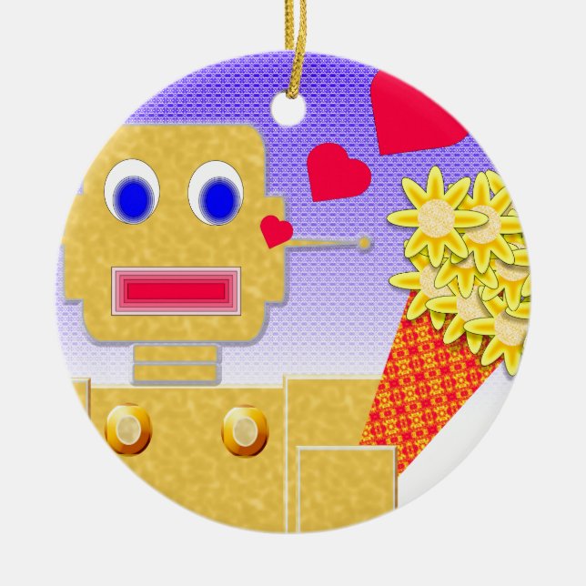 Love Me, I'm a Bot Ceramic Tree Decoration (Front)
