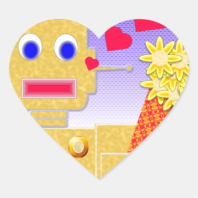 Love Me, I'm a Bot Heart Sticker (Front)
