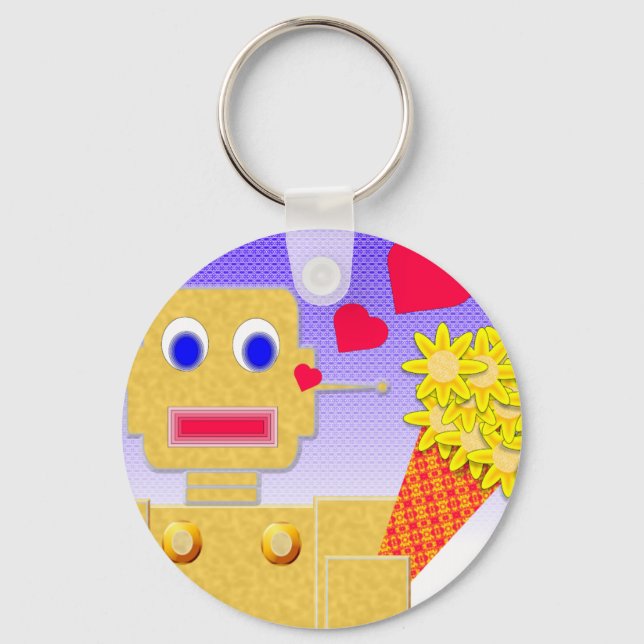 Love Me, I'm a Bot Key Ring (Front)