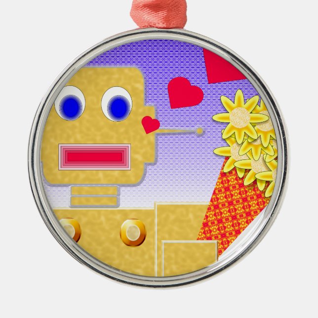 Love Me, I'm a Bot Metal Tree Decoration (Front)