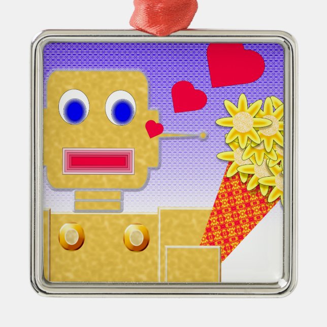 Love Me, I'm a Bot Metal Tree Decoration (Front)