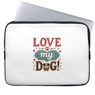 Love Me Love My Dog Vintage Cute Paw Print Dog Lov Laptop Sleeve