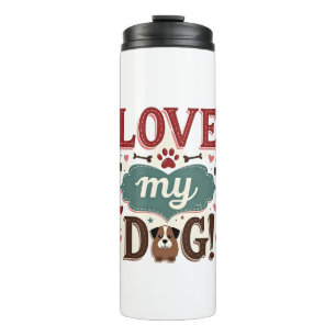 Love Me Love My Dog Vintage Cute Paw Print Dog Lov Thermal Tumbler