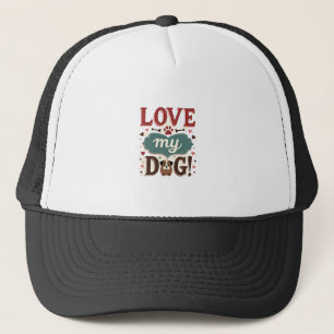 Love Me Love My Dog Vintage Cute Paw Print Dog Lov Trucker Hat