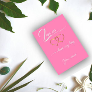 Love me pink funny quote Flat Holiday Card