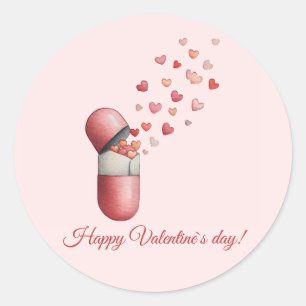 Love Medicine Valentine's Day Design Classic Round Sticker