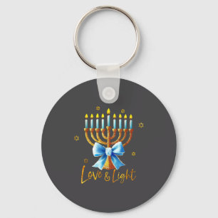 Love Menorah Chanukah Light Hanukkah Blue Coquette Key Ring