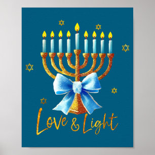 Love Menorah Chanukah Light Hanukkah Blue Coquette Poster