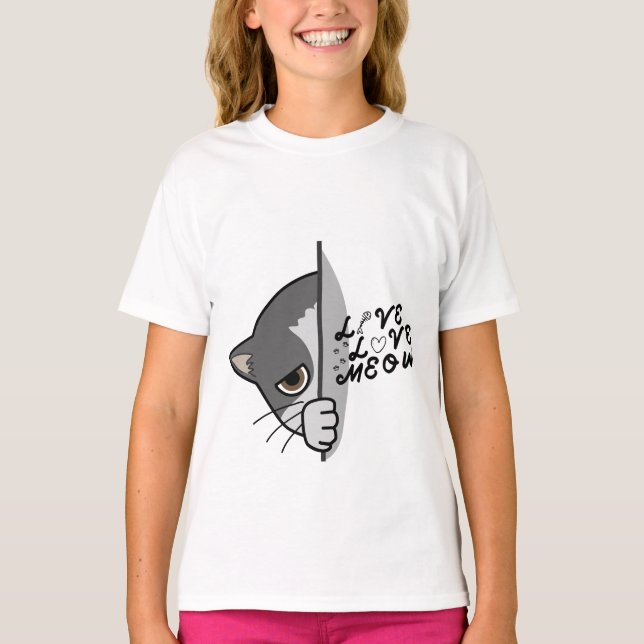 love meow cat lover design #catlover #catlife #cat T-Shirt (Front)