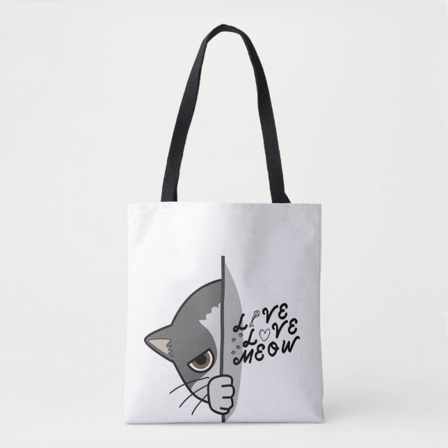love meow cat lover design #catlover #catlife #cat tote bag (Front)