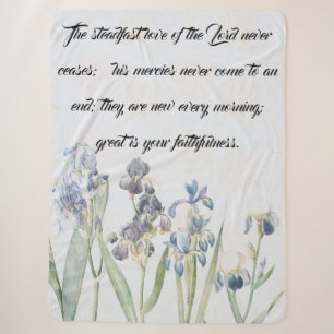 Love Mercy of God Blue Iris Flowers Sherpa Blanket