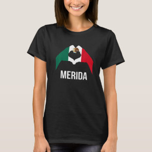 Love Merida Mexico Vacation Mexico Flag 2 T-Shirt