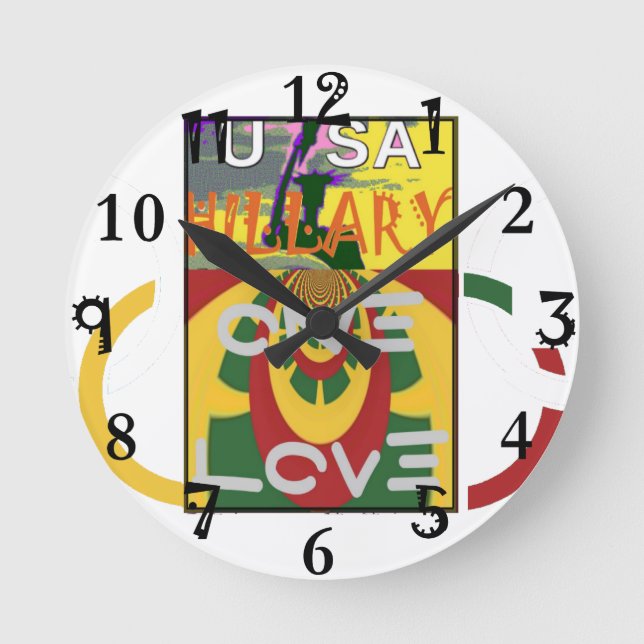 Love Message in Rasta Colors Art Print Round Clock (Front)