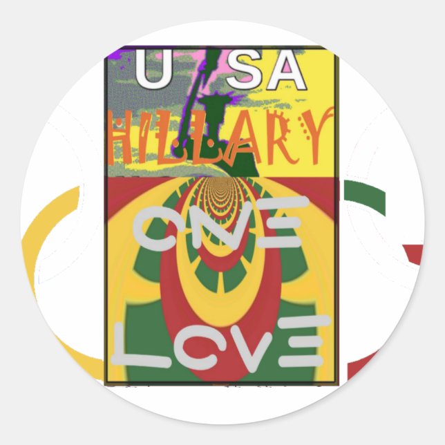 Love Message in Rasta Colours Art Print Classic Round Sticker (Front)