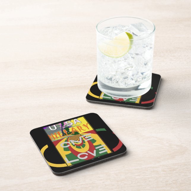 Love Message in Rasta Colours Art Print Coaster (Right Side)