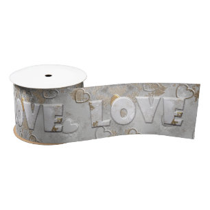 Love Metallic Gold Rust Satin Ribbon