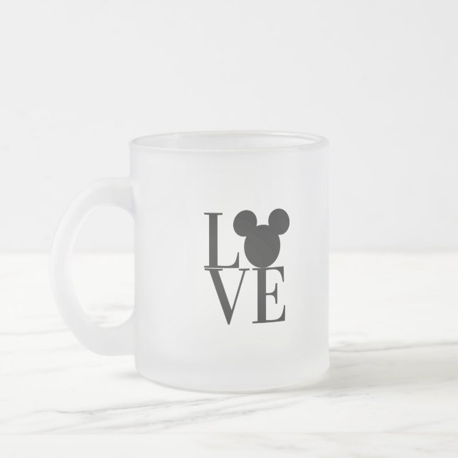 Love mickey,love mouse, funny mickey  frosted glass coffee mug (Left)