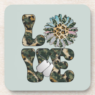 Love Military Sunflower    Coaster