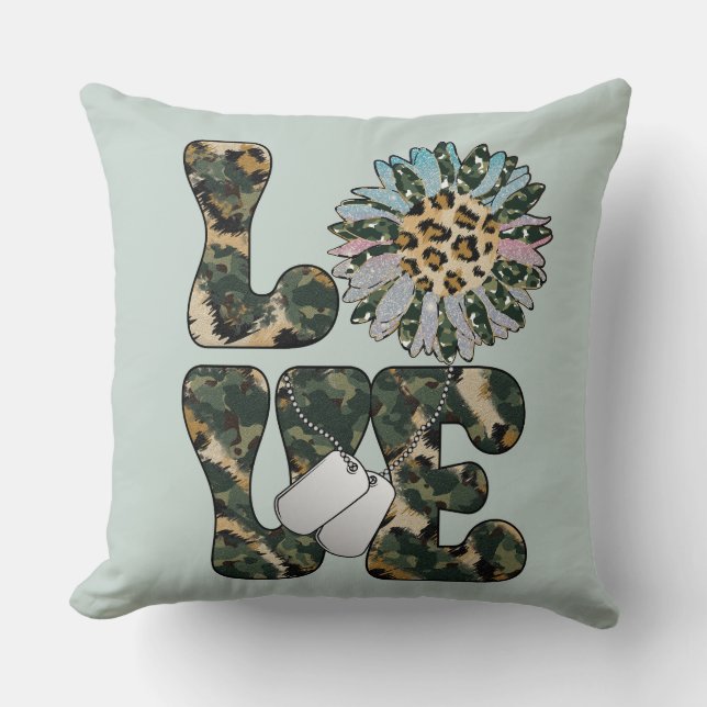 Love Military Sunflower    Cushion (Front)